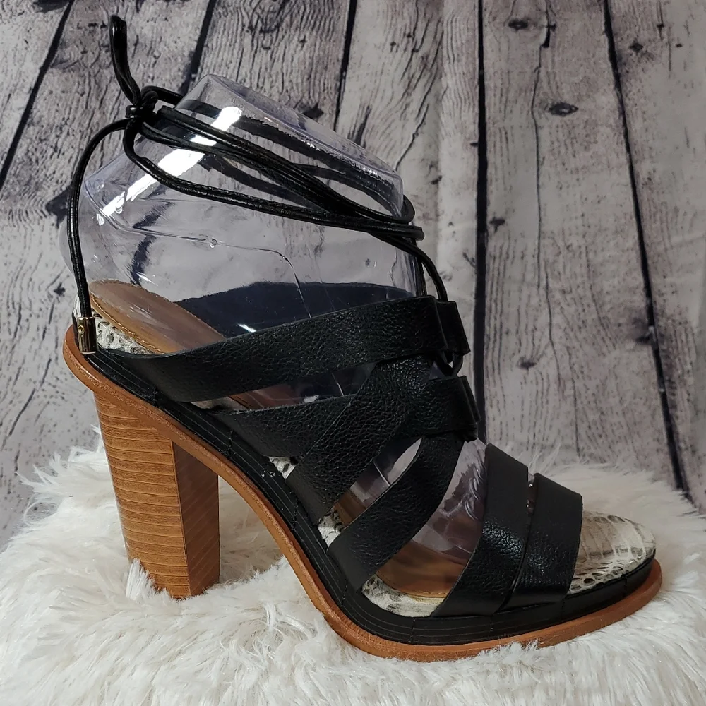 Calvin Klein Black Strappy Heeled Sandals Size 8.5 EUC